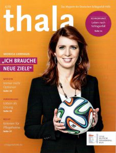 Titelbild Monika Lierhaus der Zeitschrift Thala mit dem Schwerpunktthema Leben nach Schlaganfall